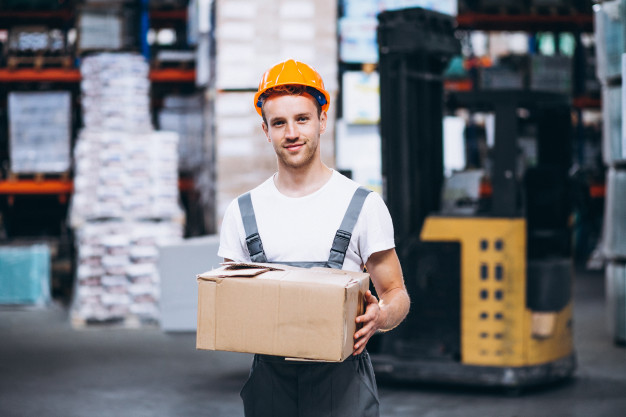 young man working warehouse